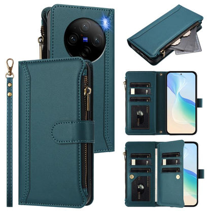 Magnetic Closure 9 Card Slots Zipper Leather Case with Hand Strap, For vivo X100 Pro 5G / X100S Pro 5G, For vivo X100S 5G, For vivo iQOO Z9X, For vivo Y20 / Y20i / Y20S / Y11S, For vivo iQOO Z9 5G / Z9 Turbo 5G, For vivo V30 5G Global                  ...