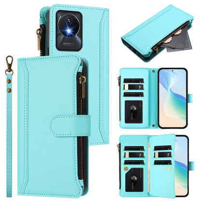 Magnetic Closure 9 Card Slots Zipper Leather Case with Hand Strap, For vivo X100 Pro 5G / X100S Pro 5G, For vivo X100S 5G, For vivo iQOO Z9X, For vivo Y20 / Y20i / Y20S / Y11S, For vivo iQOO Z9 5G / Z9 Turbo 5G, For vivo V30 5G Global                  ...