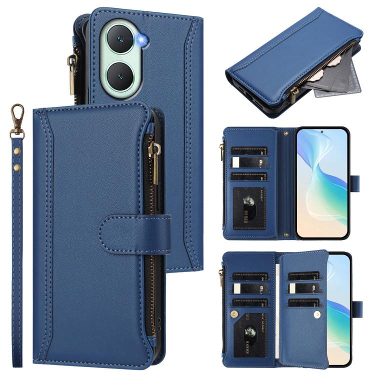 Magnetic Closure 9 Card Slots Zipper Leather Case with Hand Strap, For vivo V50 5G Global, For vivo S20 5G, For vivo S20 Pro 5G, For vivo Y19S 4G Global, For vivo X200 5G, For vivo X200 Pro mini, For vivo X200 Pro 5G, For vivo V40E 5G india / iQOO Z9s ...