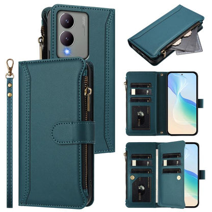 Magnetic Closure 9 Card Slots Zipper Leather Case with Hand Strap, For vivo X100 Pro 5G / X100S Pro 5G, For vivo X100S 5G, For vivo iQOO Z9X, For vivo Y20 / Y20i / Y20S / Y11S, For vivo iQOO Z9 5G / Z9 Turbo 5G, For vivo V30 5G Global                  ...