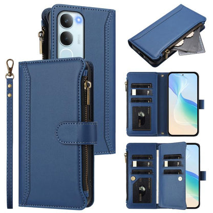 Magnetic Closure 9 Card Slots Zipper Leather Case with Hand Strap, For vivo V50 5G Global, For vivo S20 5G, For vivo S20 Pro 5G, For vivo Y19S 4G Global, For vivo X200 5G, For vivo X200 Pro mini, For vivo X200 Pro 5G, For vivo V40E 5G india / iQOO Z9s ...