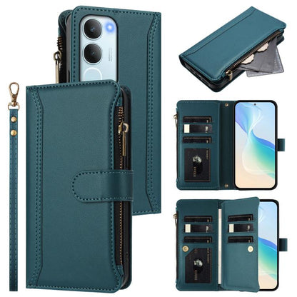Magnetic Closure 9 Card Slots Zipper Leather Case with Hand Strap, For vivo V50 5G Global, For vivo S20 5G, For vivo S20 Pro 5G, For vivo Y19S 4G Global, For vivo X200 5G, For vivo X200 Pro mini, For vivo X200 Pro 5G, For vivo V40E 5G india / iQOO Z9s ...