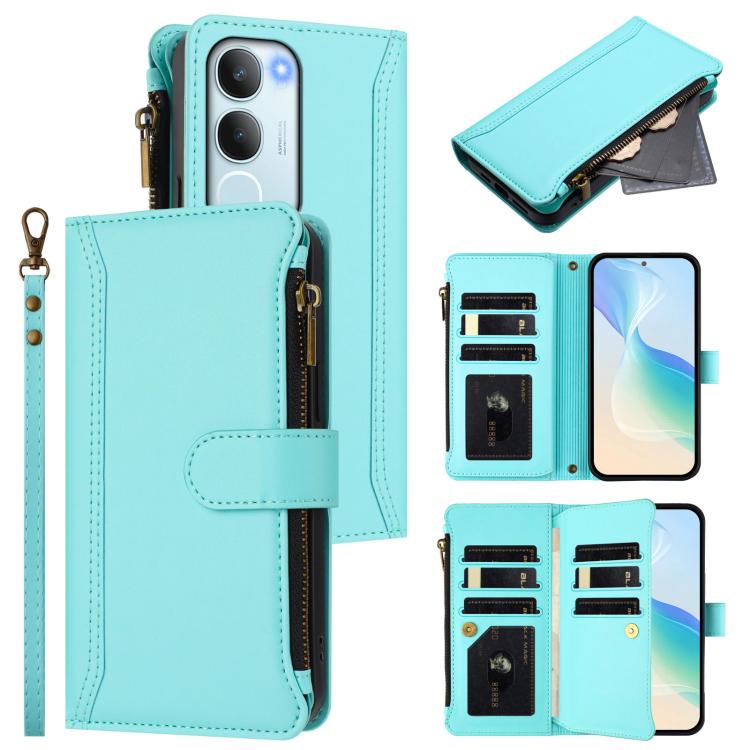 Magnetic Closure 9 Card Slots Zipper Leather Case with Hand Strap, For vivo V50 5G Global, For vivo S20 5G, For vivo S20 Pro 5G, For vivo Y19S 4G Global, For vivo X200 5G, For vivo X200 Pro mini, For vivo X200 Pro 5G, For vivo V40E 5G india / iQOO Z9s ...