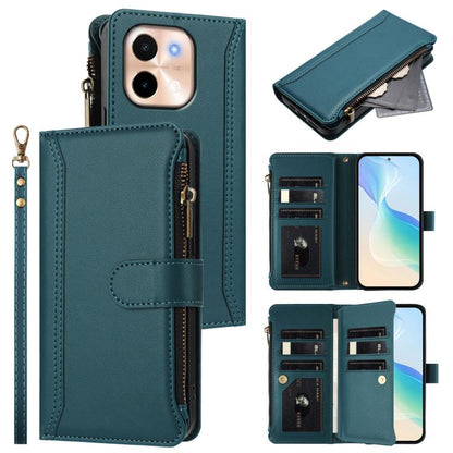Magnetic Closure 9 Card Slots Zipper Leather Case with Hand Strap, For vivo V50 5G Global, For vivo S20 5G, For vivo S20 Pro 5G, For vivo Y19S 4G Global, For vivo X200 5G, For vivo X200 Pro mini, For vivo X200 Pro 5G, For vivo V40E 5G india / iQOO Z9s ...