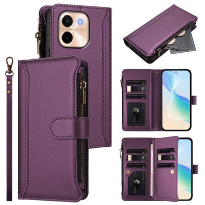Magnetic Closure 9 Card Slots Zipper Leather Case with Hand Strap, For vivo V50 5G Global, For vivo S20 5G, For vivo S20 Pro 5G, For vivo Y19S 4G Global, For vivo X200 5G, For vivo X200 Pro mini, For vivo X200 Pro 5G, For vivo V40E 5G india / iQOO Z9s ...