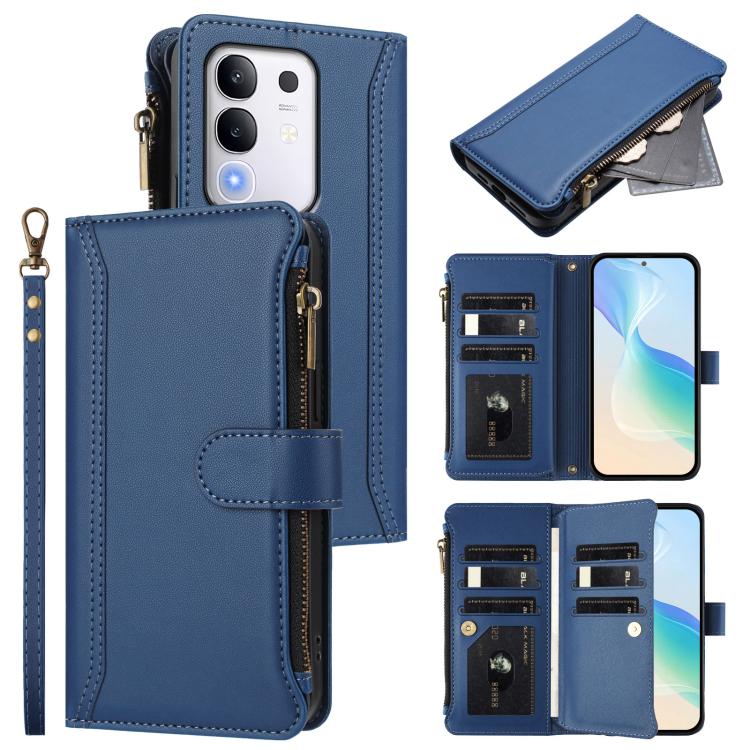 Magnetic Closure 9 Card Slots Zipper Leather Case with Hand Strap, For vivo X300 FE 5G Zeiss/S50 Pro Mini 5G, For vivo X300s, For vivo Y21 5G 2026 Global / Y05 4G, For vivo V70 FE 5G, For vivo X300 Ultra, For vivo X300 Pro, For vivo X300               ...