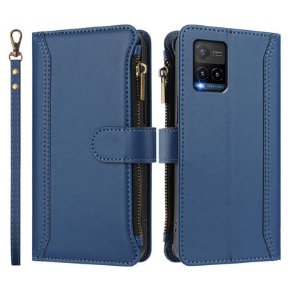 Magnetic Closure 9 Card Slots Zipper Leather Case with Hand Strap, For vivo Y33S 4G Global / Y21 2021, For vivo V20 / V21E 4G / Y73 2021, For vivo Y30 4G Global, For vivo Y19 / U3 / Y5S / Z5i / U20, For vivo Y17 / Y15 / Y12 Global