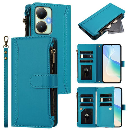 Magnetic Closure 9 Card Slots Zipper Leather Case with Hand Strap, For vivo X100 Pro 5G / X100S Pro 5G, For vivo X100S 5G, For vivo iQOO Z9X, For vivo Y20 / Y20i / Y20S / Y11S, For vivo iQOO Z9 5G / Z9 Turbo 5G, For vivo V30 5G Global                  ...