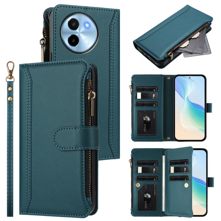 Magnetic Closure 9 Card Slots Zipper Leather Case with Hand Strap, For vivo V50 5G Global, For vivo S20 5G, For vivo S20 Pro 5G, For vivo Y19S 4G Global, For vivo X200 5G, For vivo X200 Pro mini, For vivo X200 Pro 5G, For vivo V40E 5G india / iQOO Z9s ...