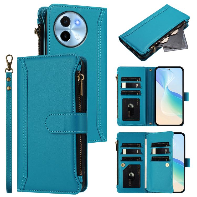 Magnetic Closure 9 Card Slots Zipper Leather Case with Hand Strap, For vivo V50 5G Global, For vivo S20 5G, For vivo S20 Pro 5G, For vivo Y19S 4G Global, For vivo X200 5G, For vivo X200 Pro mini, For vivo X200 Pro 5G, For vivo V40E 5G india / iQOO Z9s ...