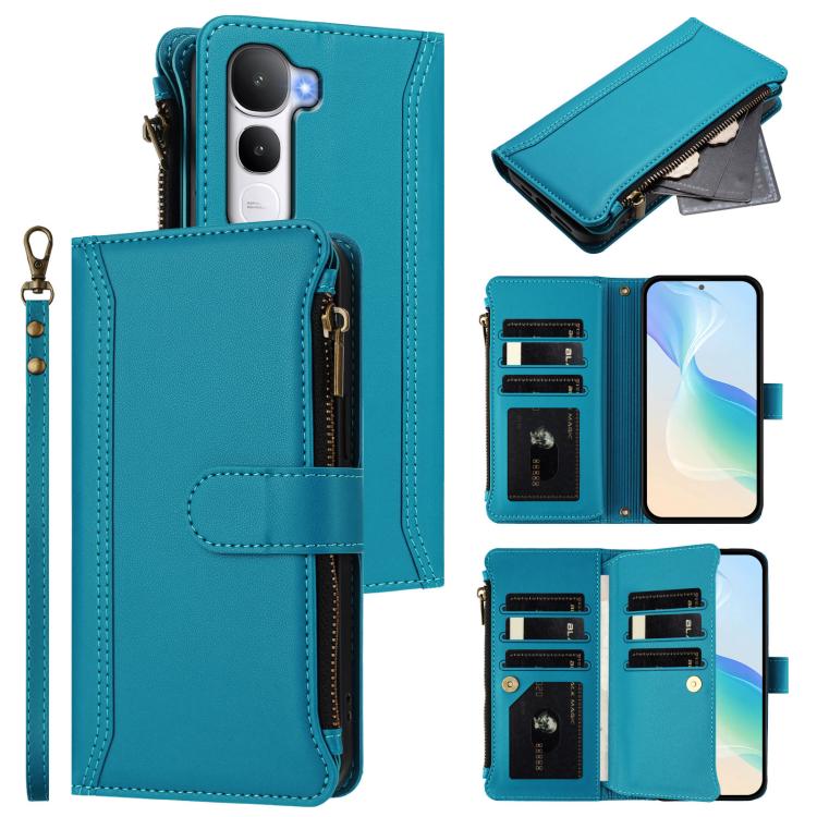 Magnetic Closure 9 Card Slots Zipper Leather Case with Hand Strap, For vivo X300 FE 5G Zeiss/S50 Pro Mini 5G, For vivo X300s, For vivo Y21 5G 2026 Global / Y05 4G, For vivo V70 FE 5G, For vivo X300 Ultra, For vivo X300 Pro, For vivo X300               ...