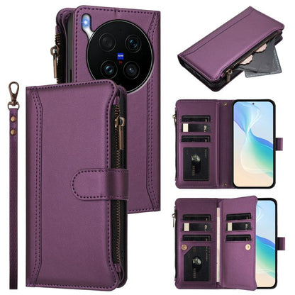 Magnetic Closure 9 Card Slots Zipper Leather Case with Hand Strap, For vivo X300 FE 5G Zeiss/S50 Pro Mini 5G, For vivo X300s, For vivo Y21 5G 2026 Global / Y05 4G, For vivo V70 FE 5G, For vivo X300 Ultra, For vivo X300 Pro, For vivo X300               ...