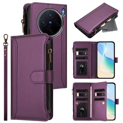 Magnetic Closure 9 Card Slots Zipper Leather Case with Hand Strap, For vivo X300 FE 5G Zeiss/S50 Pro Mini 5G, For vivo X300s, For vivo Y21 5G 2026 Global / Y05 4G, For vivo V70 FE 5G, For vivo X300 Ultra, For vivo X300 Pro, For vivo X300               ...