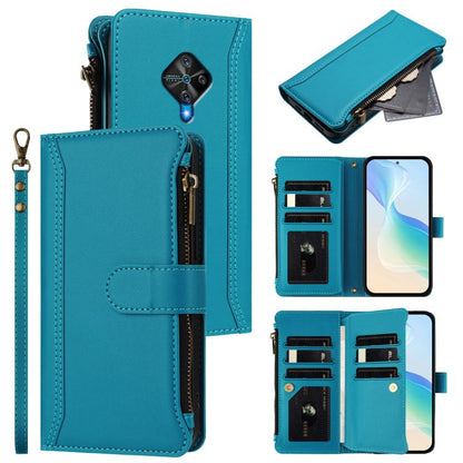 Magnetic Closure 9 Card Slots Zipper Leather Case with Hand Strap, For vivo Y400 5G Global, For vivo V60 5G Global, For vivo S30 Pro mini, For vivo S30, For vivo Y300 5G Global, For vivo Y200E 5G Global / V40 SE 5G, For vivo Y36 4G Global / Y27S 4G Glo...