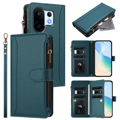 Magnetic Closure 9 Card Slots Zipper Leather Case with Hand Strap, For vivo Y400 5G Global, For vivo V60 5G Global, For vivo S30 Pro mini, For vivo S30, For vivo Y300 5G Global, For vivo Y200E 5G Global / V40 SE 5G, For vivo Y36 4G Global / Y27S 4G Glo...