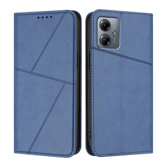 Blue frosted flip leather phone case with camera cutout and stitched detail