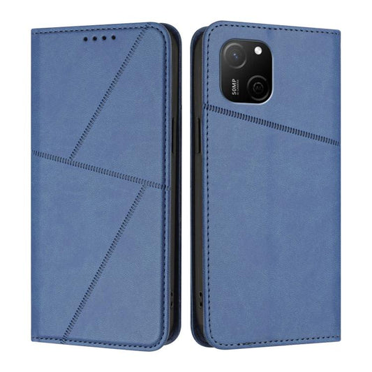 Royal blue flip leather phone case with magnetic closure and rear camera cutout