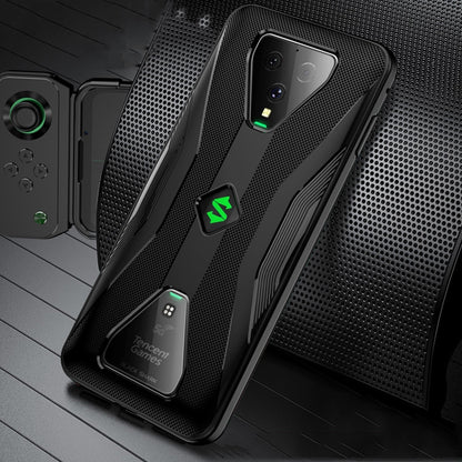 Shockproof TPU phone case with textured pattern and raised camera lip, black