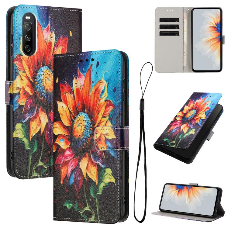 Colored Drawing Pattern Leather Phone Case, For Sony Xperia 10 IV