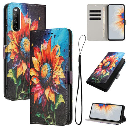 Colored Drawing Pattern Leather Phone Case, For Sony Xperia 10 IV