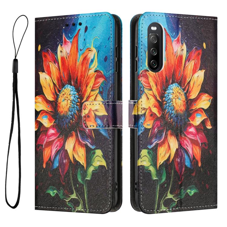 Colored Drawing Pattern Leather Phone Case, For Sony Xperia 10 IV