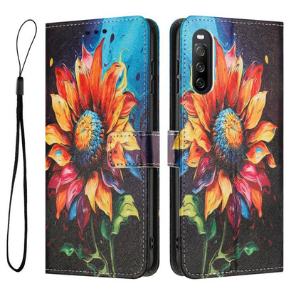 Colored Drawing Pattern Leather Phone Case, For Sony Xperia 10 IV