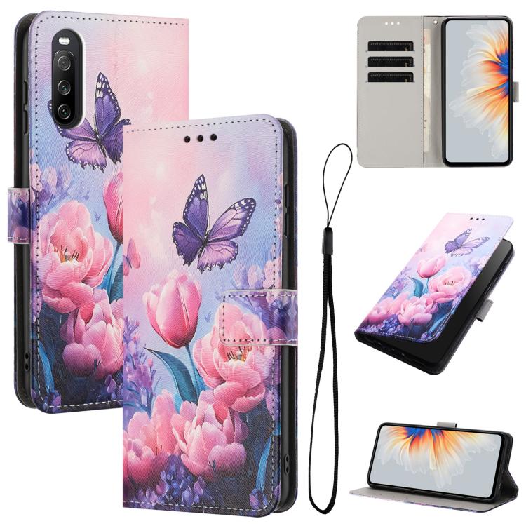 Colored Drawing Pattern Leather Phone Case, For Sony Xperia 10 IV