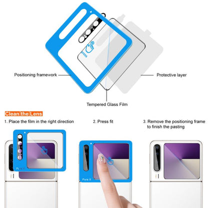 1 Sets imak Lens Film + Glass Rear Screen Sticker Black Version, Self-positioning Version, For Huawei Pura X