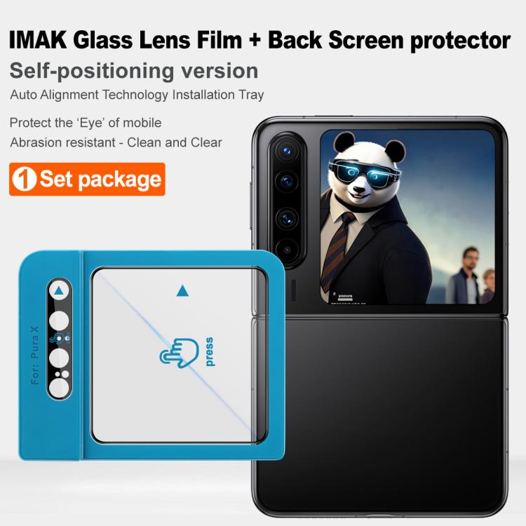 1 Sets imak Lens Film + Glass Rear Screen Sticker Black Version, Self-positioning Version, For Huawei Pura X