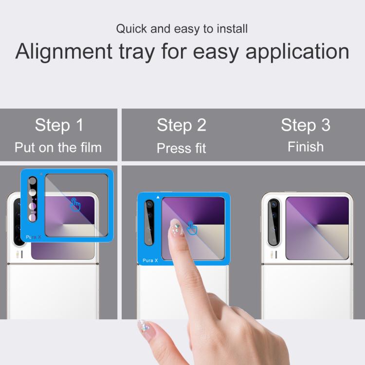 1 Sets imak Lens Film + Glass Rear Screen Sticker Black Version, Self-positioning Version, For Huawei Pura X