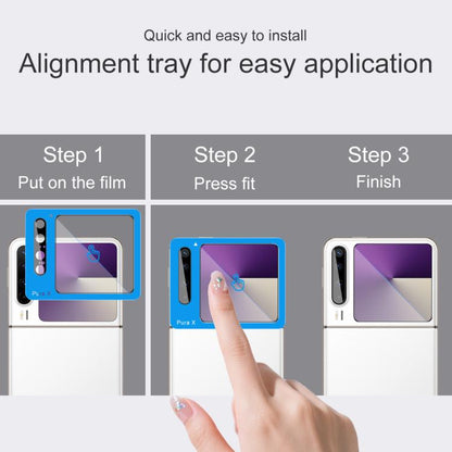 1 Sets imak Lens Film + Glass Rear Screen Sticker Black Version, Self-positioning Version, For Huawei Pura X