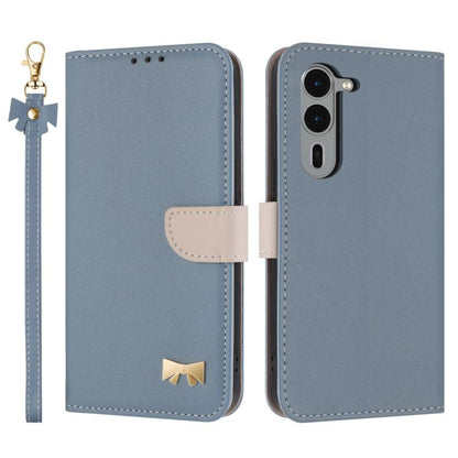Metal Bow Leather Phone Case with Hand Strap, For Fujitsu Arrows We3, For Fujitsu Rakuraku F-53E, For Fujitsu Arrows We2 F-52E, For Fujitsu Arrows We2 Plus F-51E, For Fujitsu Arrows WE F-51B / BZ03, For Fujitsu Arrows F-52B