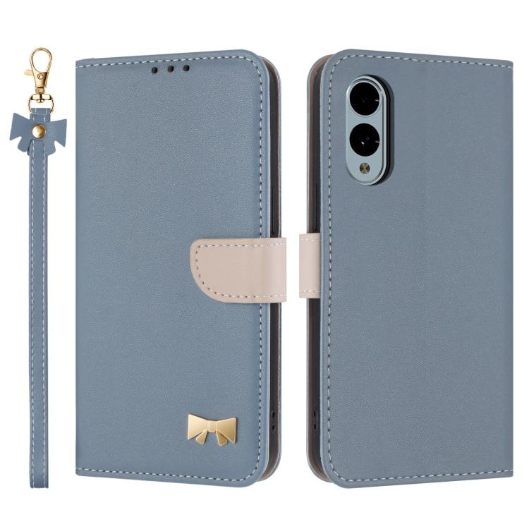 Metal Bow Leather Phone Case with Hand Strap, For Fujitsu Arrows We3, For Fujitsu Rakuraku F-53E, For Fujitsu Arrows We2 F-52E, For Fujitsu Arrows We2 Plus F-51E, For Fujitsu Arrows WE F-51B / BZ03, For Fujitsu Arrows F-52B