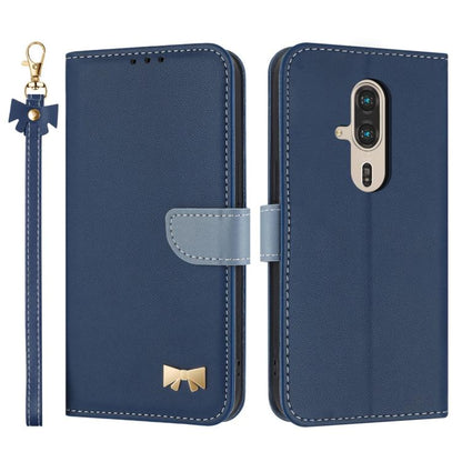 Metal Bow Leather Phone Case with Hand Strap, For Fujitsu Arrows We3, For Fujitsu Rakuraku F-53E, For Fujitsu Arrows We2 F-52E, For Fujitsu Arrows We2 Plus F-51E, For Fujitsu Arrows WE F-51B / BZ03, For Fujitsu Arrows F-52B