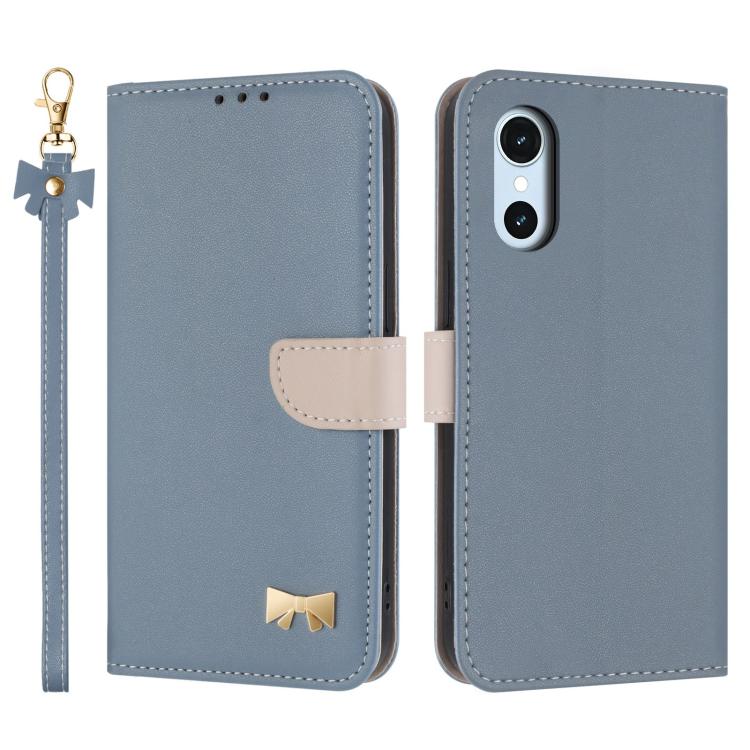Metal Bow Leather Phone Case with Hand Strap, For Fujitsu Arrows We3, For Fujitsu Rakuraku F-53E, For Fujitsu Arrows We2 F-52E, For Fujitsu Arrows We2 Plus F-51E, For Fujitsu Arrows WE F-51B / BZ03, For Fujitsu Arrows F-52B
