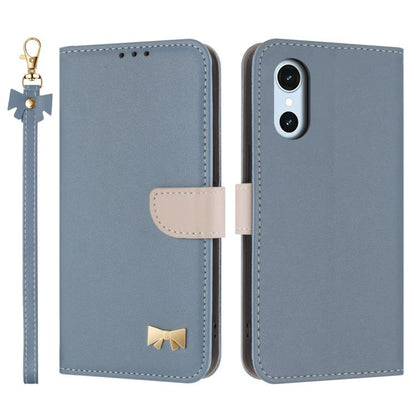 Metal Bow Leather Phone Case with Hand Strap, For Fujitsu Arrows We3, For Fujitsu Rakuraku F-53E, For Fujitsu Arrows We2 F-52E, For Fujitsu Arrows We2 Plus F-51E, For Fujitsu Arrows WE F-51B / BZ03, For Fujitsu Arrows F-52B