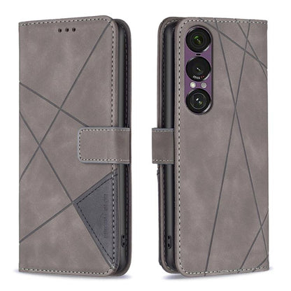 Magnetic Buckle Rhombus Texture Leather Phone Case, For Sony Xperia 1 VIII, For Sony Xperia 1 VII