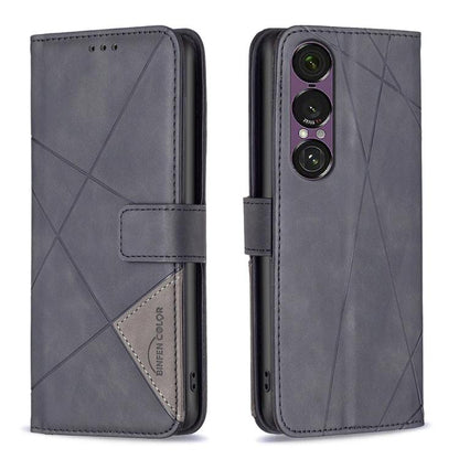 Magnetic Buckle Rhombus Texture Leather Phone Case, For Sony Xperia 1 VIII, For Sony Xperia 1 VII