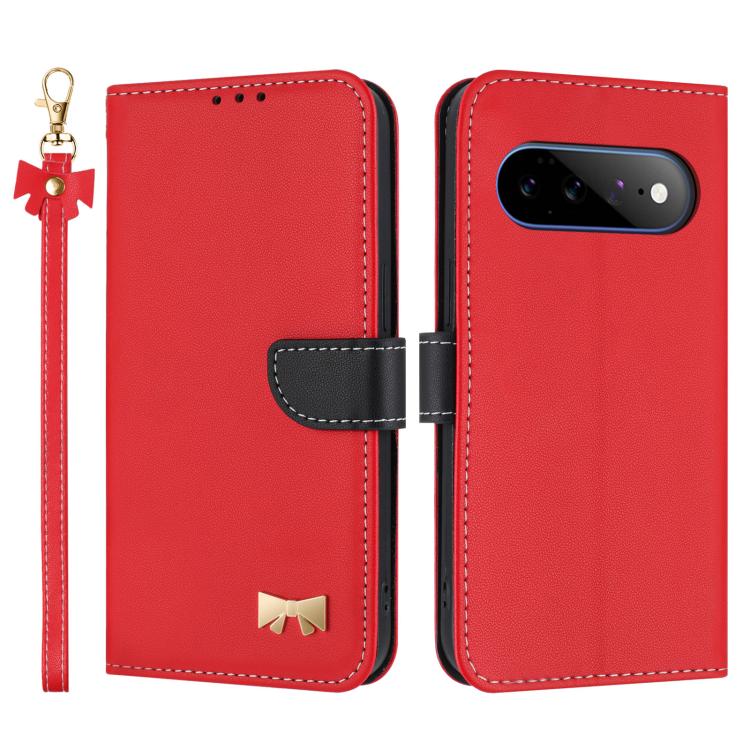 Metal Bow Leather Phone Case with Hand Strap, For Google Pixel 11 Pro XL, For Google Pixel 11 / 11 Pro, For Google Pixel 10a, For Google Pixel 10 Pro XL / 9 Pro XL, For Google Pixel 10 Pro / 9 Pro, For Google Pixel 9a, For Google Pixel 8a              ...