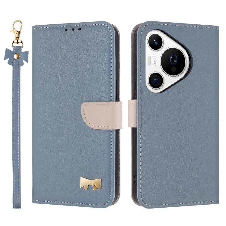 Metal Bow Leather Phone Case with Hand Strap, For Huawei nova 12 5G / 13 5G, For Huawei nova 12s 4G Global, For Huawei Pura 70 Pro, For Huawei Pura 70, For Huawei nova 12 Pro / 12 Ultra