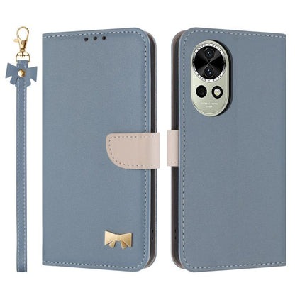 Metal Bow Leather Phone Case with Hand Strap, For Huawei nova 12 5G / 13 5G, For Huawei nova 12s 4G Global, For Huawei Pura 70 Pro, For Huawei Pura 70, For Huawei nova 12 Pro / 12 Ultra