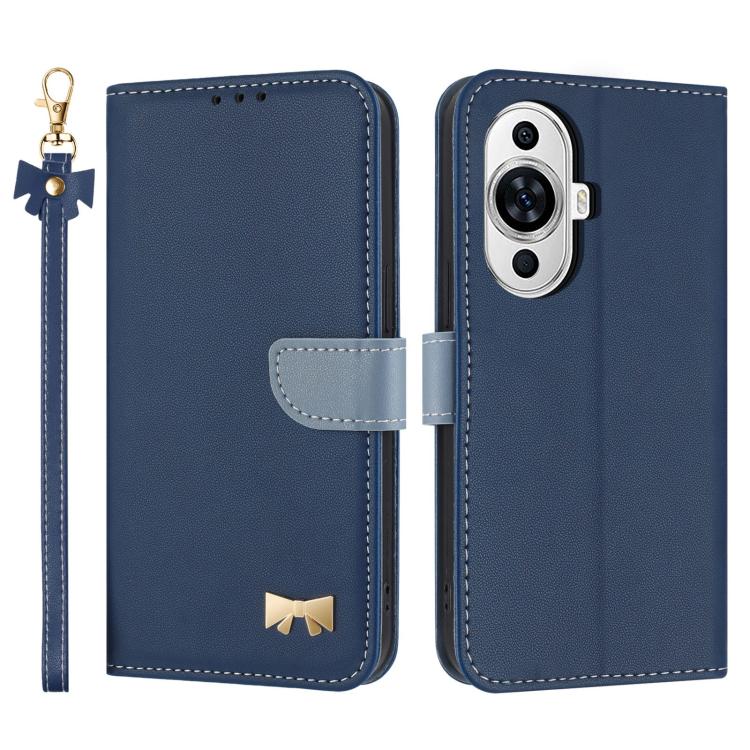 Metal Bow Leather Phone Case with Hand Strap, For Huawei nova 12 5G / 13 5G, For Huawei nova 12s 4G Global, For Huawei Pura 70 Pro, For Huawei Pura 70, For Huawei nova 12 Pro / 12 Ultra