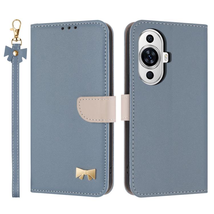 Metal Bow Leather Phone Case with Hand Strap, For Huawei nova 12 5G / 13 5G, For Huawei nova 12s 4G Global, For Huawei Pura 70 Pro, For Huawei Pura 70, For Huawei nova 12 Pro / 12 Ultra