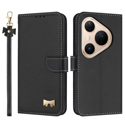 Metal Bow Leather Phone Case with Hand Strap, For Huawei nova 16 Pro / 16 Ultra, For Huawei Pura 90 Pro Max 5G, For Huawei Pura 90 Pro 5G, For Huawei Pura 90 5G, For Huawei nova 15 Ultra, For Huawei nova 15 Pro, For Huawei Mate 80 Pro Max              ...