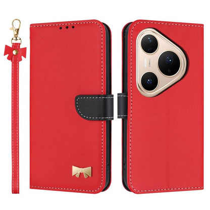 Metal Bow Leather Phone Case with Hand Strap, For Huawei nova 16 Pro / 16 Ultra, For Huawei Pura 90 Pro Max 5G, For Huawei Pura 90 Pro 5G, For Huawei Pura 90 5G, For Huawei nova 15 Ultra, For Huawei nova 15 Pro, For Huawei Mate 80 Pro Max              ...