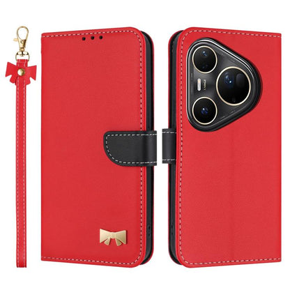 Metal Bow Leather Phone Case with Hand Strap, For Huawei nova 16 Pro / 16 Ultra, For Huawei Pura 90 Pro Max 5G, For Huawei Pura 90 Pro 5G, For Huawei Pura 90 5G, For Huawei nova 15 Ultra, For Huawei nova 15 Pro, For Huawei Mate 80 Pro Max              ...