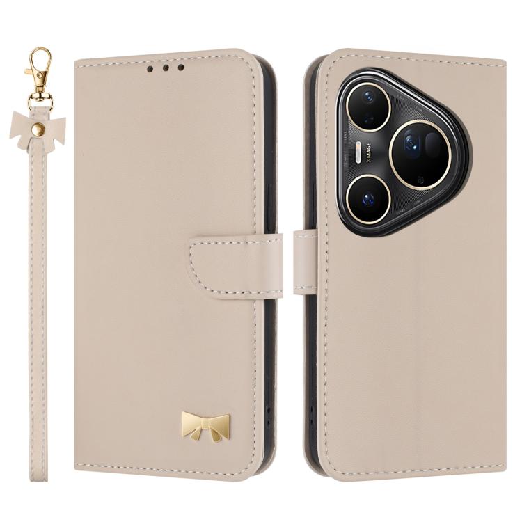 Metal Bow Leather Phone Case with Hand Strap, For Huawei nova 16 Pro / 16 Ultra, For Huawei Pura 90 Pro Max 5G, For Huawei Pura 90 Pro 5G, For Huawei Pura 90 5G, For Huawei nova 15 Ultra, For Huawei nova 15 Pro, For Huawei Mate 80 Pro Max              ...