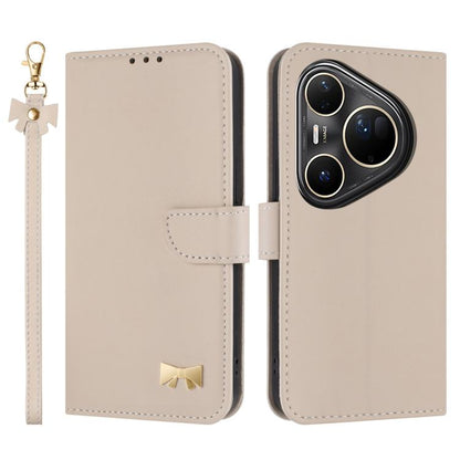Metal Bow Leather Phone Case with Hand Strap, For Huawei nova 16 Pro / 16 Ultra, For Huawei Pura 90 Pro Max 5G, For Huawei Pura 90 Pro 5G, For Huawei Pura 90 5G, For Huawei nova 15 Ultra, For Huawei nova 15 Pro, For Huawei Mate 80 Pro Max              ...