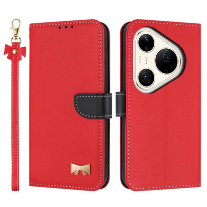 Metal Bow Leather Phone Case with Hand Strap, For Huawei nova 16 Pro / 16 Ultra, For Huawei Pura 90 Pro Max 5G, For Huawei Pura 90 Pro 5G, For Huawei Pura 90 5G, For Huawei nova 15 Ultra, For Huawei nova 15 Pro, For Huawei Mate 80 Pro Max              ...