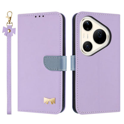 Metal Bow Leather Phone Case with Hand Strap, For Huawei nova 16 Pro / 16 Ultra, For Huawei Pura 90 Pro Max 5G, For Huawei Pura 90 Pro 5G, For Huawei Pura 90 5G, For Huawei nova 15 Ultra, For Huawei nova 15 Pro, For Huawei Mate 80 Pro Max              ...